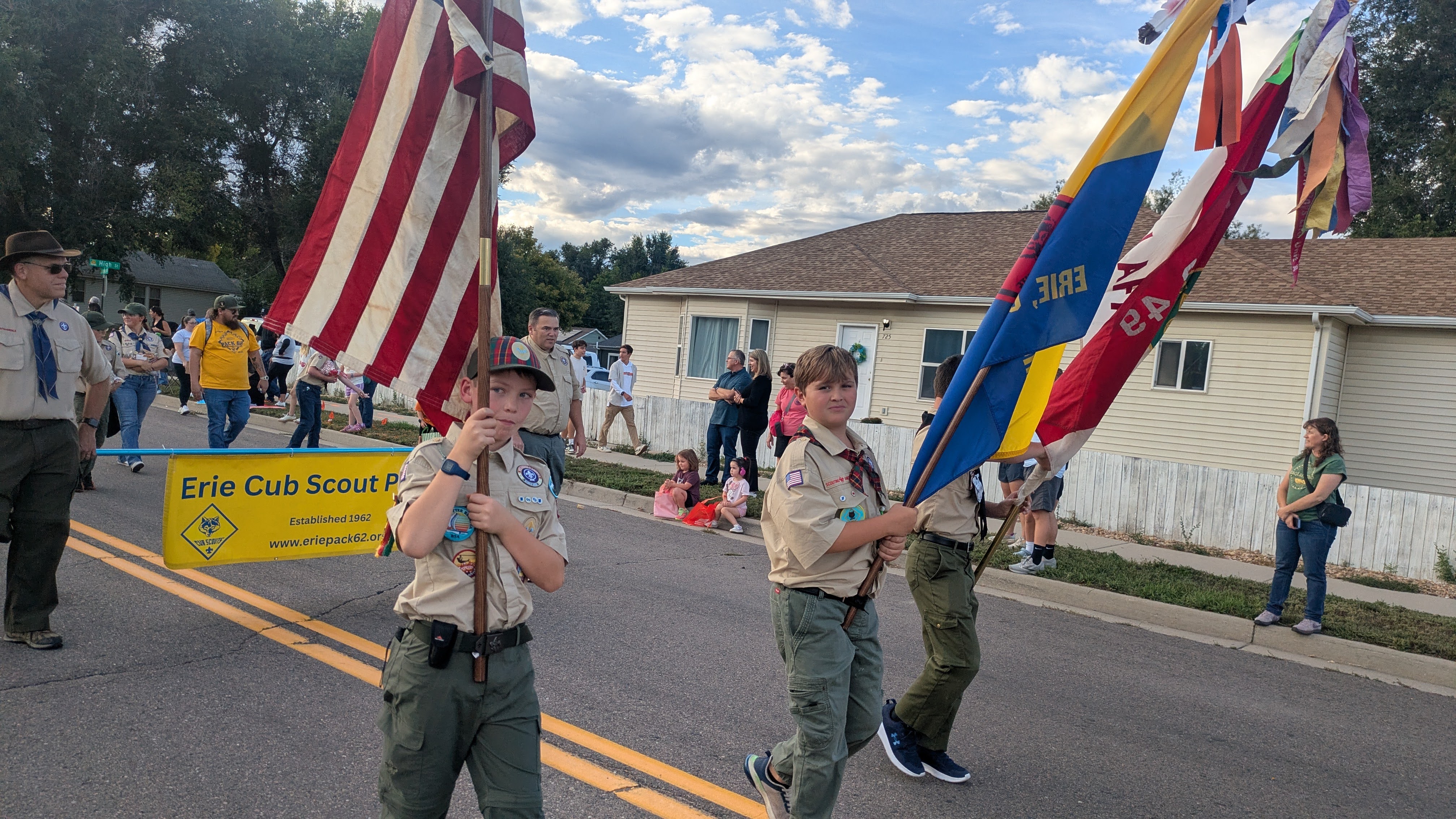 Pack 62 scouts in Erie Homecoming Parade